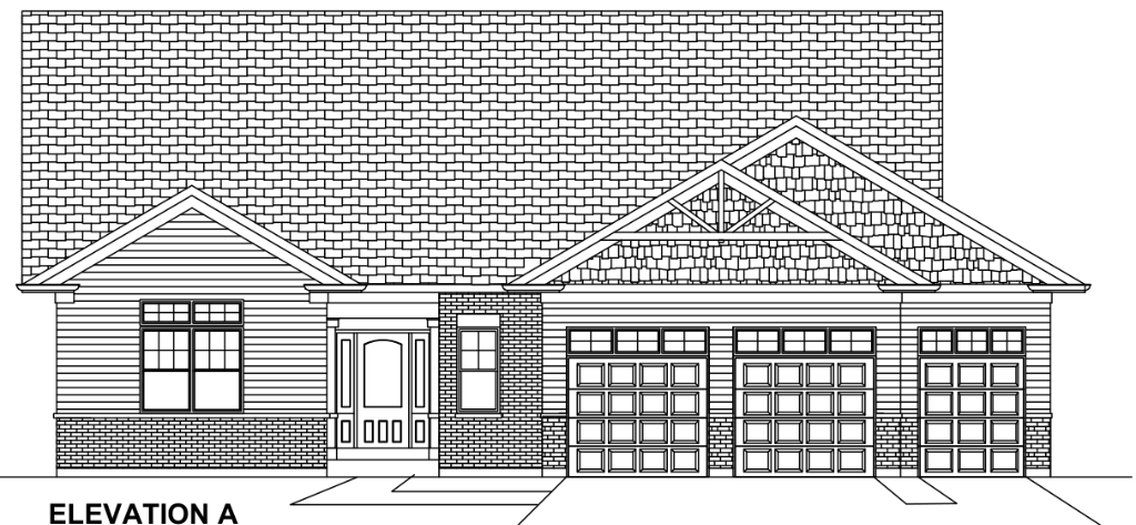 Lot 11 Front Elevation Architectural Blackline CAD 2222 sf